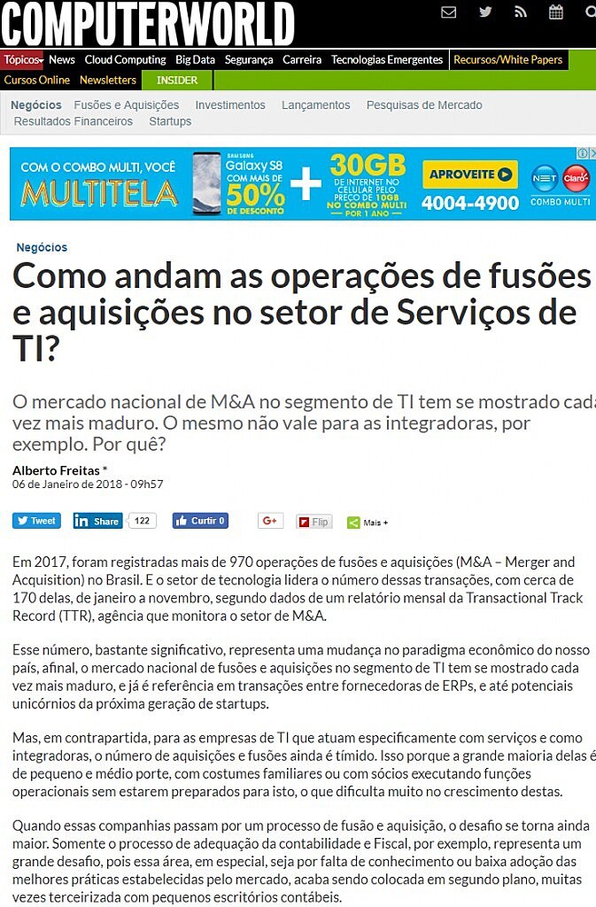 Como andam as operaes de fuses e aquisies no setor de Servios de TI?